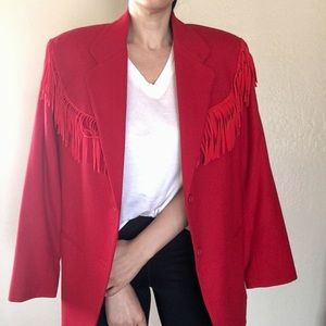 Vintage Adolfo wool fringe blazer